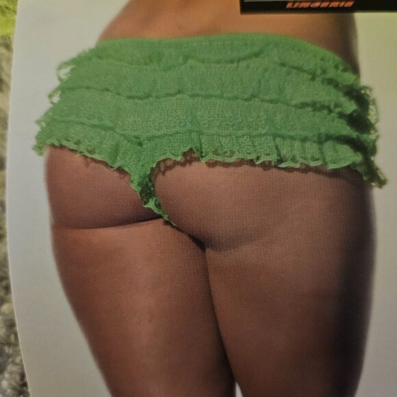 XL NWT Ruffled Rumba Booty Shorts Lime Green - Picture 3 of 14